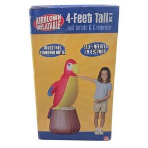 Gemmy 4 ft Tall Inflatable Parrot Plug-In Self-Inflating Pool Luau Parties